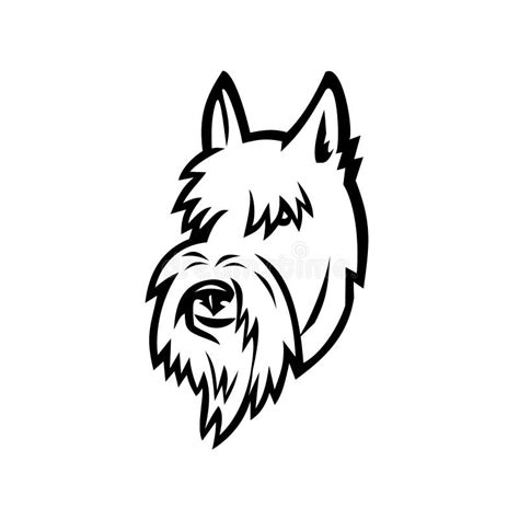 Scottish Terrier Head Mascot Black And White Stock Vector