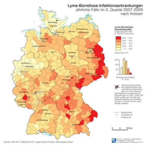 Der klick auf eines der roten dreiecke bringt weitere. Borreliose - Vorkommen in Deutschland