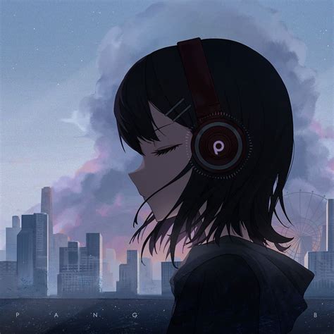 Download Wallpaper 1280x1280 Girl Headphones Music Anime Art Ipad Ipad 2 Ipad Mini For