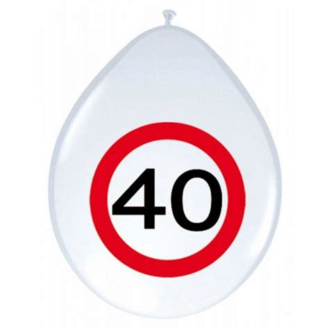 Verjaardagsballonnen 40 Jaar Verkeersbord Witte Ballonnen Met Een