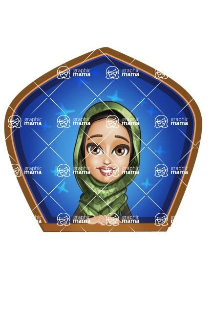 Young Muslim Woman Cartoon Vector Character 102 Cartoon Poses Shape