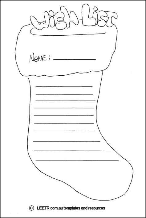 au christmas  list stocking template suitable