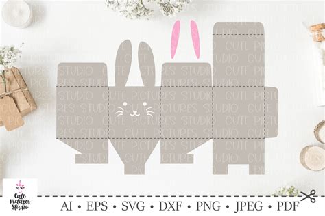 Easter bunny box for egg and sweets. Happy Easter SVG.
