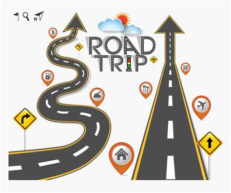 Transparent Winding Roads Clipart Cartoon Road Trip Map Hd Png