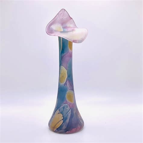 Vintage Hand Painted Rueven Nouveau Art Glass Bud Vase Etsy