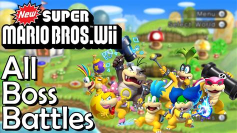 New Super Mario Bros Wii All Bosses 3 Players Youtube