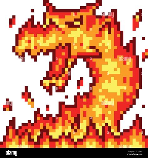 Dragon De Feu Pixel Art Banque Dimages Vectorielles Alamy
