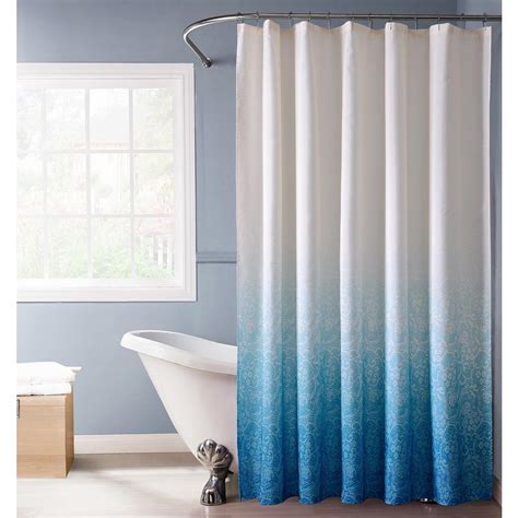Dainty Home Woodbury 72 In Blue Printed Fabric Shower Curtain Wboscbl