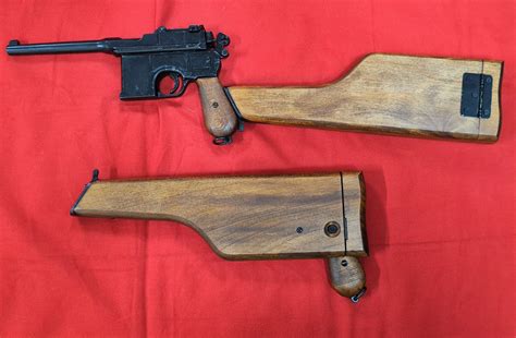 Replica Denix German Ww1 Broomhandle Mauser C96 1896 Pistol Wood Stock