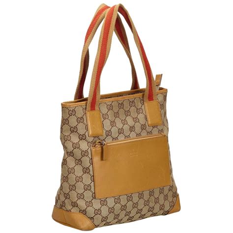 Vintage Authentic Gucci Brown Gg Web Shoulder Bag Italy W Dust Bag