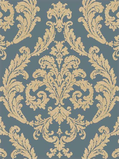 Damask Blue And Gold Wallpaper G67610 By Galerie Wallpaper