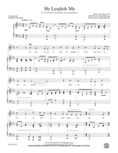 He Leadeth Me Sheet Music William B Bradbury Piano And Vocal
