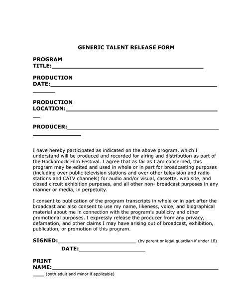 photo release form templates word  templatelab