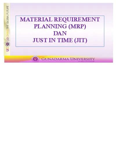 Material Requirement Planning Mrp Dan Just In Time Jit