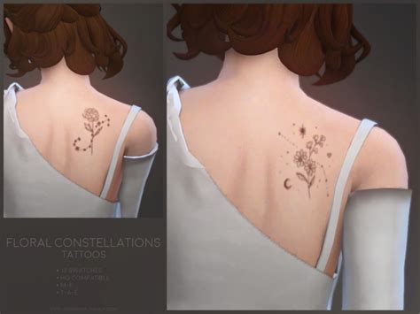 Floral Constellations Tattoos By Sugar Owl At Tsr Sims 4