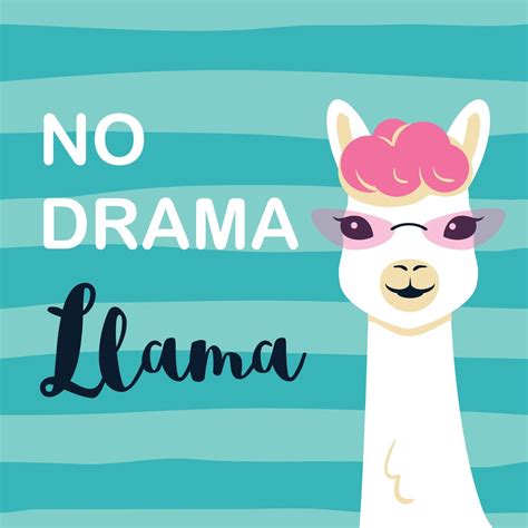 Cute Cartoon Llama Character With No Drama Llama Motivational Quote