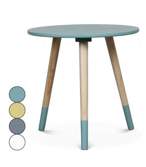 Petite table d'appoint en bois clair avec des fleurs vraiment magnifiques: Petite table basse ronde scandinave H40cm - 4 coloris