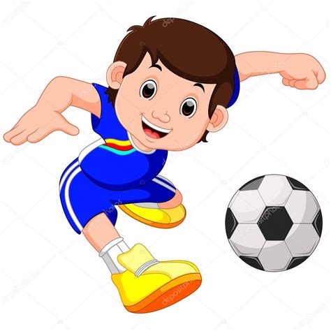 Animado Hombre Jugando Futbol Dibujos Animados De Niño Jugando Al Fútbol — Vector De Stock