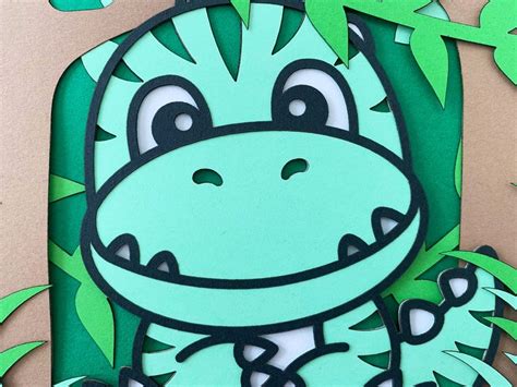 Baby Dinosaur Shadow Box SVG/ T-rex 3D Layer SVG/ Birthday - Etsy UK