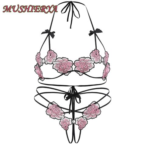 Buy Mushierya Sexy Women Bikini Suits Hot Open Crotch Panties Lace Underwear