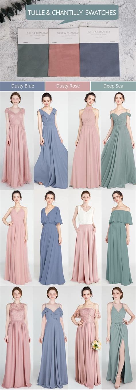 Mix And Match Bridesmaid Dresses 2019 In Deep Sea Dusty Rose And Mauve
