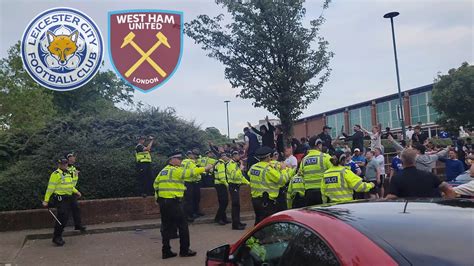 Leicester City And West Ham Fans Clash After Full Time Youtube