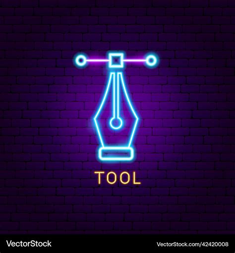 Pen Tool Neon Label Royalty Free Vector Image VectorStock