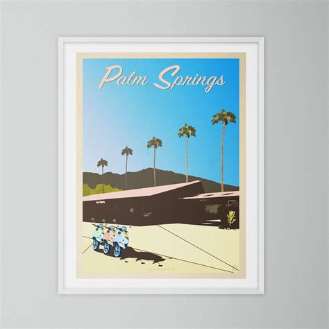 Palm Springs Travel Poster Vintage Style Palm Springs Travel Etsy Uk