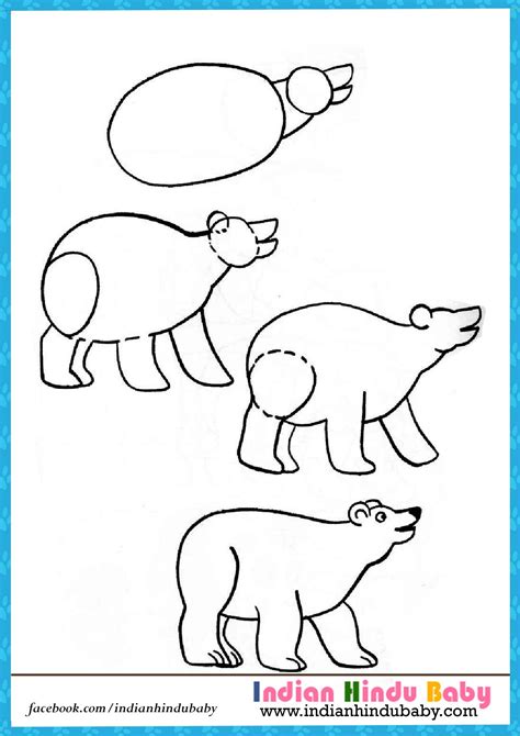 At the bottom end of the c draw a short, curved line for the snout. Polar Bear Drawing Step By Step at GetDrawings | Free download