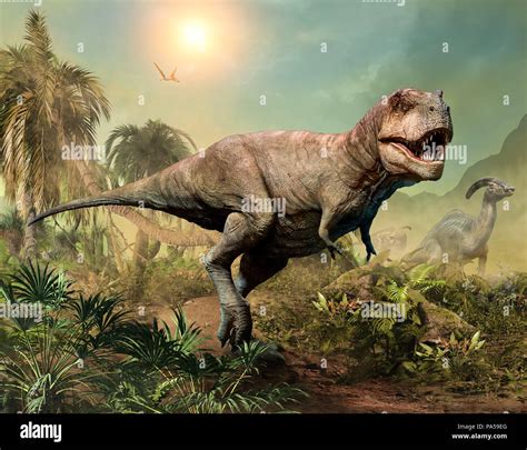 Tyrannosaurus Rex Scene 3d Illustration Stock Photo Alamy