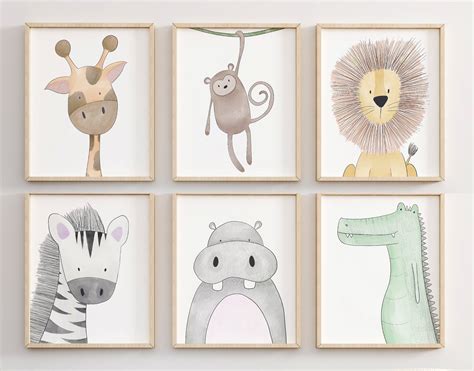 Safari Nursery Prints Animal Nursery Wall Art Nursery Print Etsy