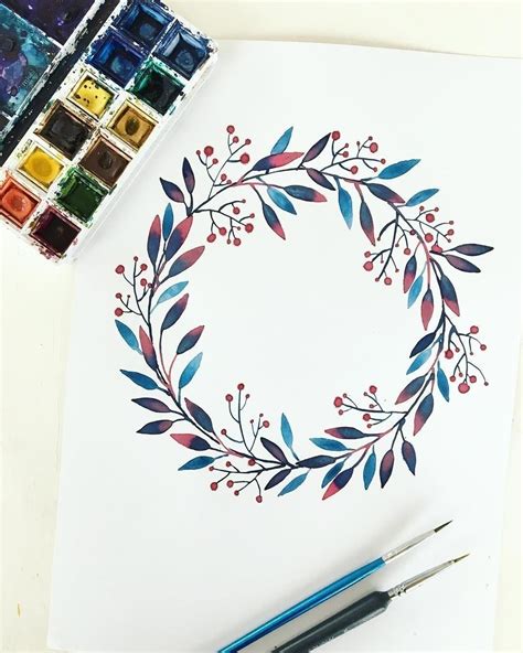 Watercolor Paintings Easy Wreath Watercolor Watercolor And Ink