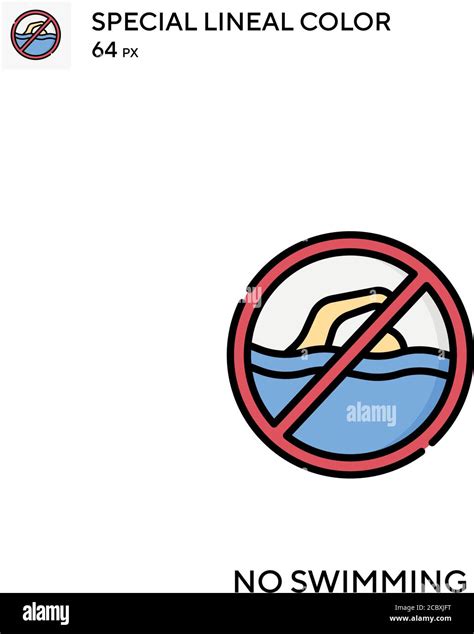 No Swimming Special Lineal Color Vector Icon No Swimming Icons For