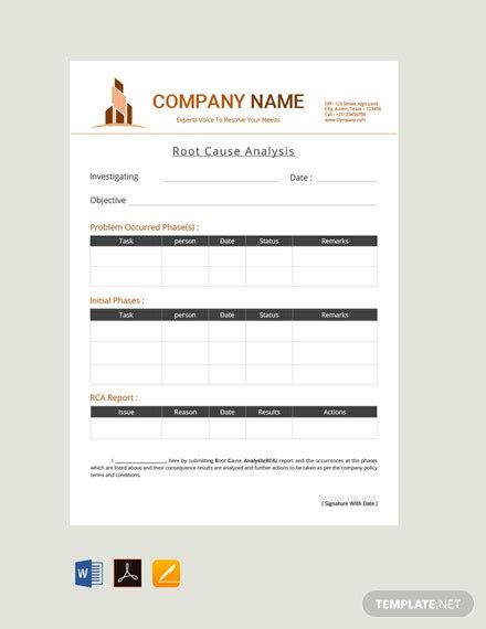 Sample Root Cause Analysis Template The Document Template
