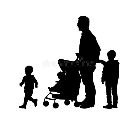Dibujo De Padre Con Su Hijo Caminando Por La Calle Ilustración Del
