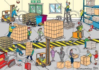 Health And Safety Cartoon Spot The Hazards In A Warehouse Warehouse