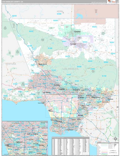 Los Angeles County Ca Zip Code Maps Premium