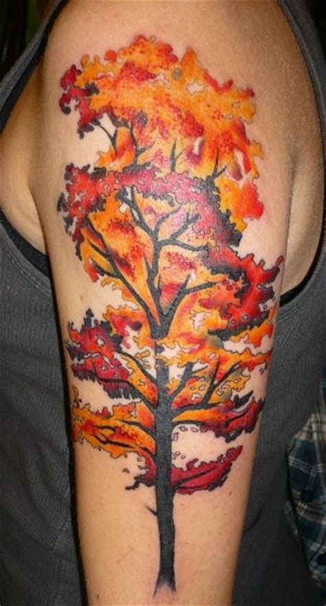 Wonderful Tree Autumn Colorful Tattoo