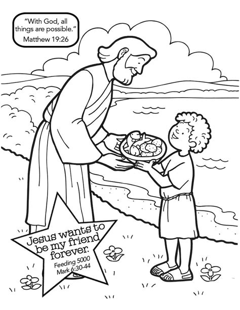Jesus Feeds The 5000 Mark 630 44 Pinner Has Nice Coloring Page