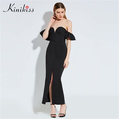 Buy Kinikiss Sexy Strapless Long Split Dress Women