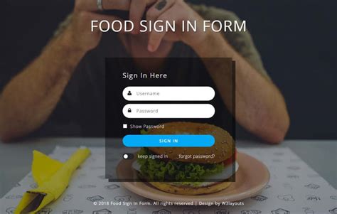 Food Sign In Form Flat Responsive Widget Template W3layouts