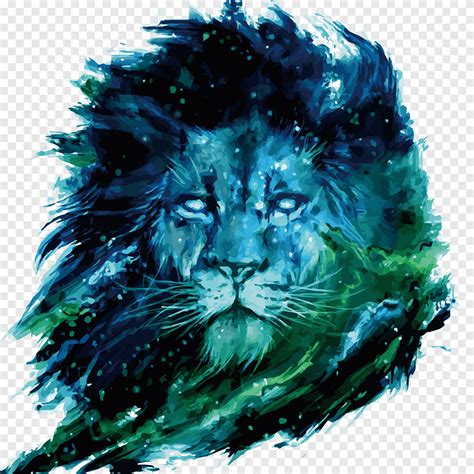 African Lion Drawing Digital Art Illustration Lion Lion Water Paint