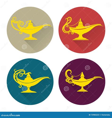 Icone Piane Della Lampada Di Aladdin Messe Illustrazione Vettoriale Illustrazione Di Isolato