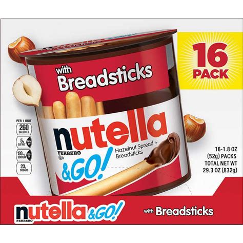 Nutella & Go, Hazelnut Spread and Breadsticks, 1.8 oz, 16 ...