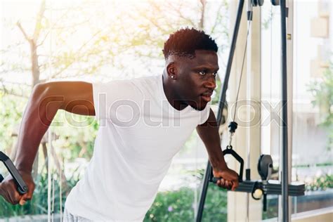 muscular african american sportsman stock image colourbox