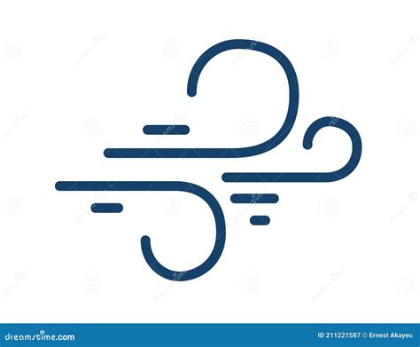 Abstract Simple Icon Of Windy Weather In Line Art Style With Curved