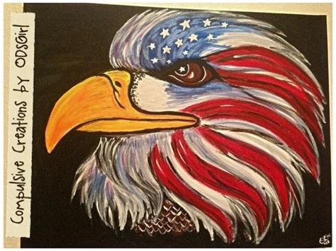 Patriotic Eagle Acrylic Hand Painted On 16x20 Canvas By Odsgirl 5500
