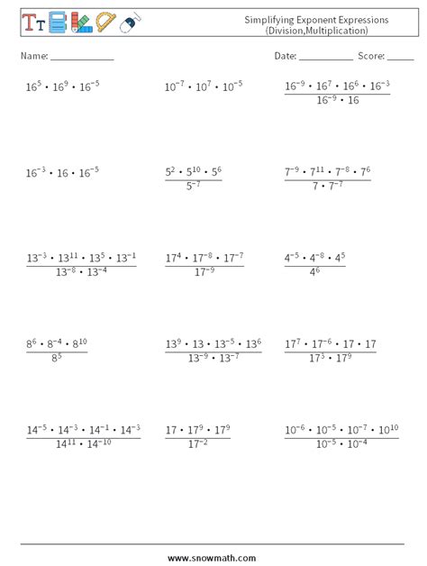 Exponents Advance Exponents Worksheetsmath Worksheets Math Drills