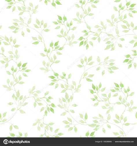 Light Green Leaves Pastel Repeated Pattern Watercolor