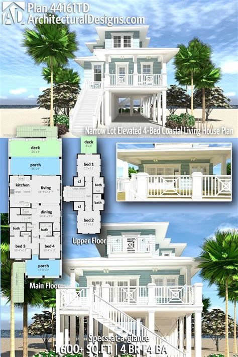 Beach House Plans On Piers Elevated Coastal House Plan 3 Bedroom